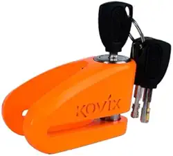 Trava Disco Para Motocicleta Kovix Kvz1 Pino De Metal Polido (LARANJA)