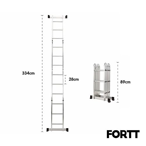 Escada Articulada Multifuncional 4x3 Alumínio Fortt 12 Degraus 3.34m - EAM4X3