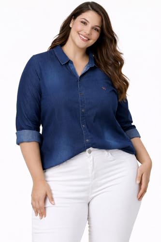 Image of Fancy Full Sleeve Washed Denim Shirt for Women