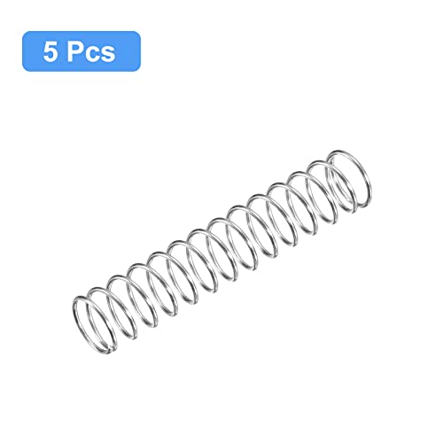 Image of uxcell Compression Spring, 5Pcs 304 Stainless Steel, 10mm OD, 0.8mm Wire Size, 50mm Free Length, Silver Tone