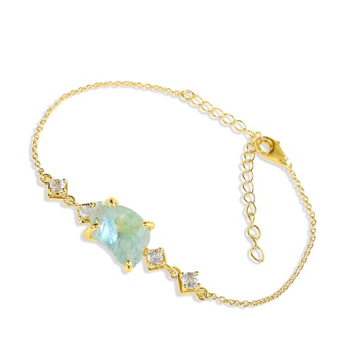 Raw Aquamarine Crystal Chain Bracelet...