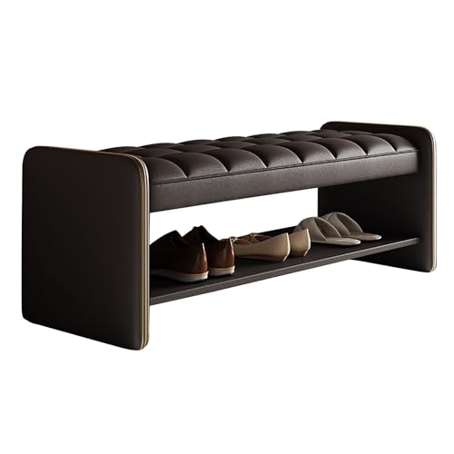 Banc à chaussures pour couloir encombré : fini le désordre avec ce grand pouf noir