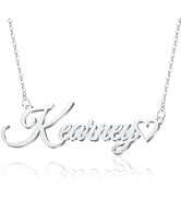 Custom Name Necklace Personalized Heart Necklace 925 Sterling Silver Necklace Customized Name Pla...