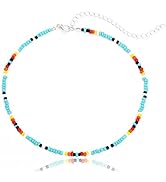 Yalice Boho Choker Necklace Chain Rainbow Seed Bead Necklaces Jewelry for Women and Girls