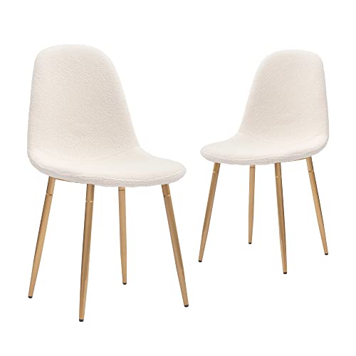 Canglong Velvet Cushion Seat Back, Mid Century Metal Legs For Kitchen Dining Room Side Chair, Set Of 2, Cream #TOP8