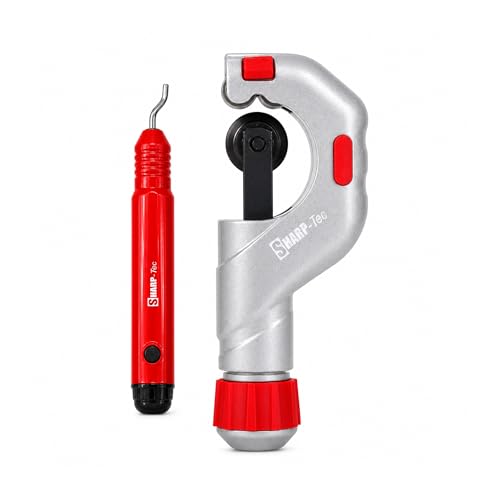 Image of Sharp-tec 5-50mm Pipe Cutter Set, Adjustable Tube Cutter with Aluminum Alloy Body, with High-Speed Steel Deburring Tool, Heavy-Duty Pipe Cutting Tool for Copper, Brass, PVC, Aluminum