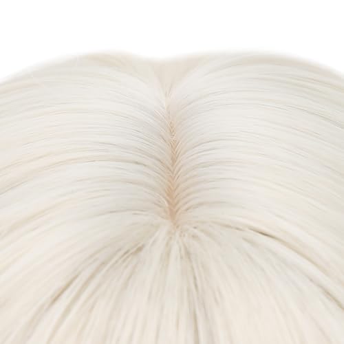 Image of PATTNIUM Platinum Blonde Wig Short Wavy Wig with Bangs Synthetic Blonde Wig Women Cosplay Halloween Party Costume Wig (Platinum Blonde)