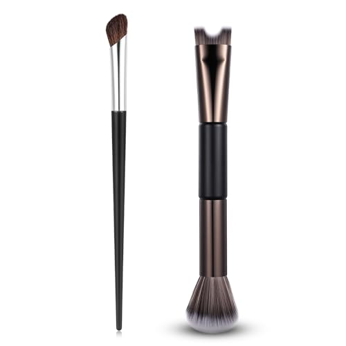 2Pcs Nose Contour Brushes for Makeup Shimmeroo Double-Ended Nose Angled Eye Shadow Contour Brushes for Makeup 2-in-1 U-Shaped Fluffy Brush Contouring Highlight Face Sculpting Defining