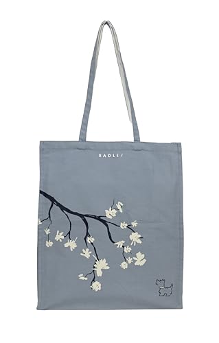 RADLEY London Womens In Bloom Medium Open Top Canvas Tote Shopper Bag in Smoke Blue