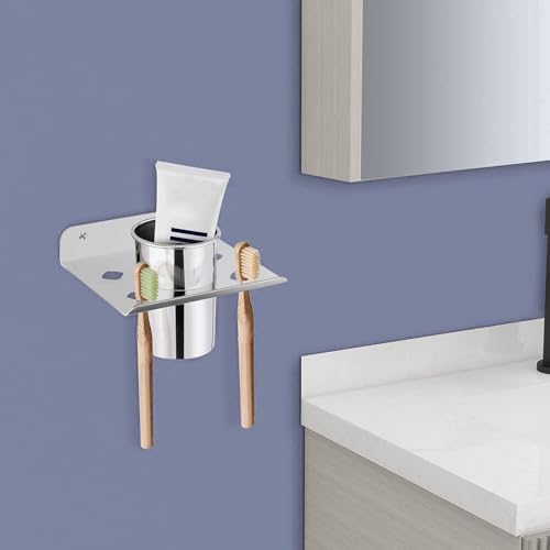 Image of Plantex (Primax) Tumbler Holder for Bathroom /Stainless Steel Tooth Brush Holder /Bathroom Accessories - Pack of 1 (Chrome)
