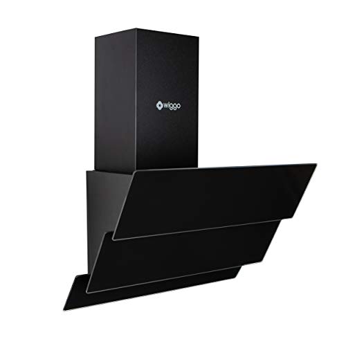 Wiggo Campana extractora de 50 cm, sin cabeza, con recirculación de aire, 300 m³/h, pantalla táctil LED, 3 niveles, filtro grasa y 2 filtros carbón, extractora con 3 partes frontal de cristal, negro