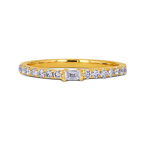 Social Value 18K Solid Yellow Gold Eternity Diamond Stackable Ring Band, 0.33 ct (Size 7)