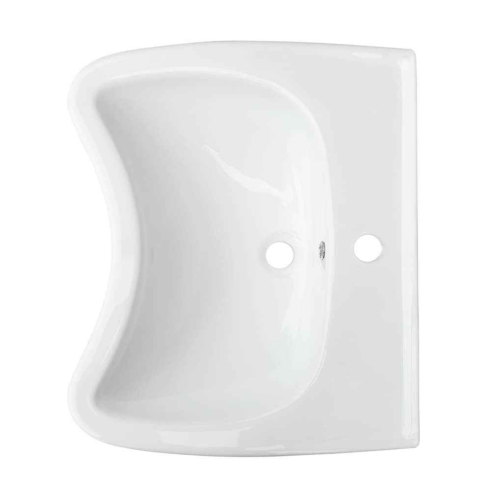 Belvit Lavabo de 60 cm accesible para sillas de ruedas, cerámica sanitaria con orificio para grifo y rebosadero, montaje en pared, dimensiones 20,5 x 60,5 x 50 cm, color blanco, para baño apropiado