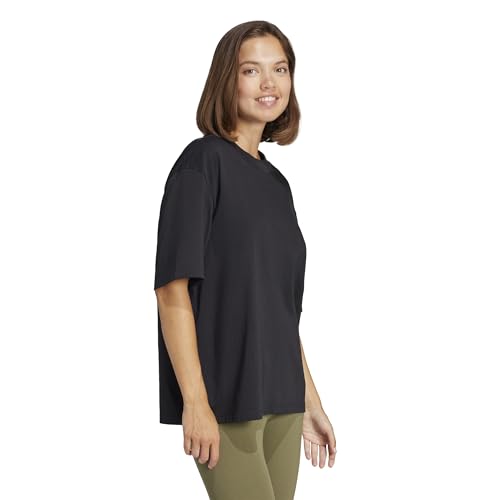 adidas Mujer Essentials Contemporary Logo Boyfriend T-Shirt, Black, M