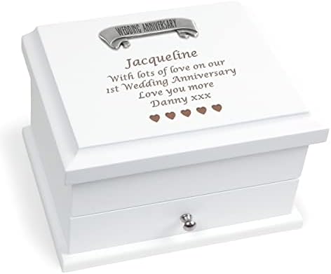 Girls 1st Paper Wedding Engraved Gifts Jewellery Storage Organiser
