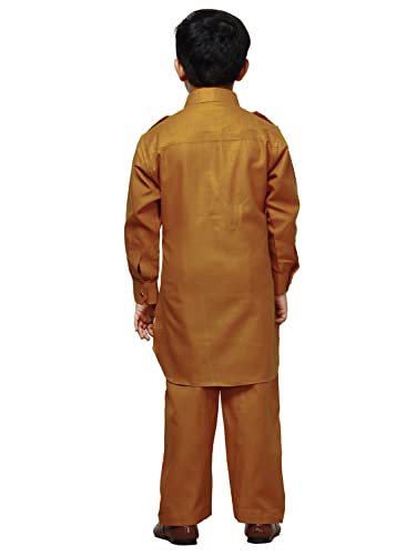 Image of Pro-Ethic Style Developer Kids Ethnic Wear Cotton Pathani Suit for Boys|Plain Kurta Pajama