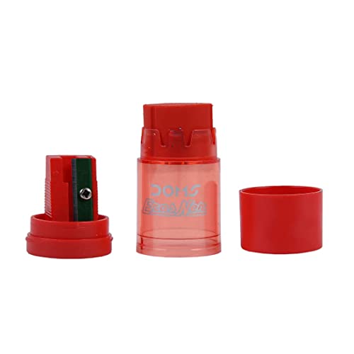 Doms ErasNer Eraser + Sharpner Blister Pack | Durable & Strong Built Quality | 4 Different Shapes in 5 Vibrant Colors | Scientifically Angled Blade With Anti-rust Coating | Pack of 10 Pieces