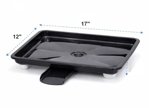 Image of SmartSlide Dish Drainer Tray for Kitchen Sink | Plastic Utensil Drying Tray with Water Drain Spout | Countertop Dish Drying Stand (12 x 17 Inch) (Black)