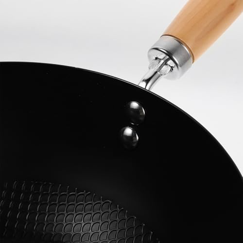 Wok pequeño de hierro fundido japonés 24cm de fondo plano miniatura 3