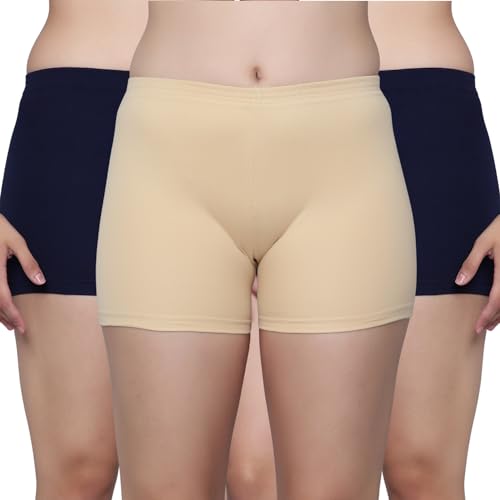 Image of Aimly Cotton Stretchable Cycling Gym Yoga Above Knee Slip Shorts for Women Combo Pack of 3