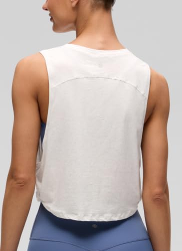 Image of CRZ YOGA Pima Cotton Dropped Armhole Tank | Workout, Naturally Soft, Loose Fit, Crop, Crewneck, Knotted Sides, Sleeveless Tops for Women