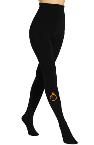 MERYLURE Winter Warm Fleece Lined Tights for Women, Opaque Thermal Pantyhose, High Waisted Control Top Leggings