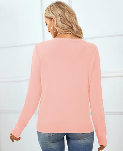 Image of QUALFORT Women's 100% Cotton Sweater, Basic Lightweight Long Sleeve Pullover
