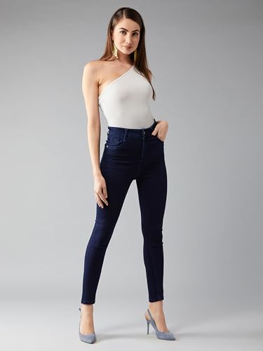 Image of Dolce Crudo Women's Skinny High Rise Bleached Cropped Stretchable Denim Jeans