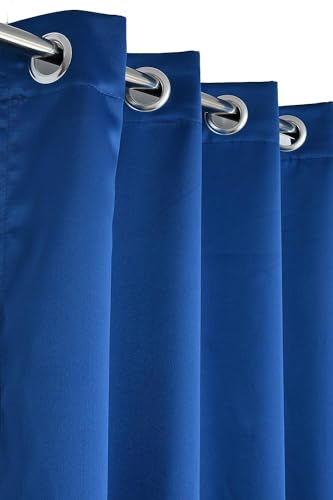 Image of 100% True Blackout Window Curtains 5 Feet, Set of 1 Panels | 300 GSM Heavy Room Darkening Polyester Cloth for Bedroom & Living Room | Thermal Insulated Heat & Noise Reducing (60x47 Inch, Blue) | 100% Room Darkening Thermal Insulated Heat & Noise Reducing Curtains 5 feet long