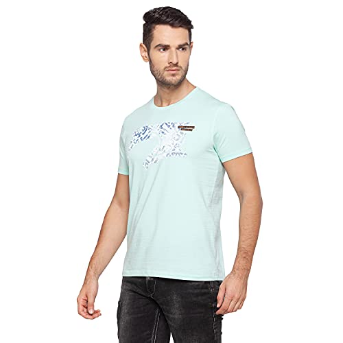 Image of Spykar Mens Cotton ICE Green Printed T-Shirt