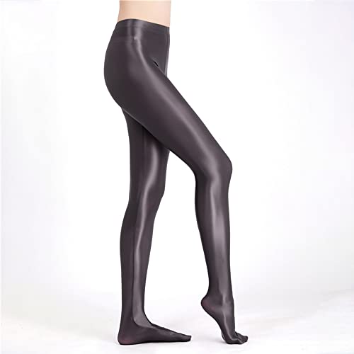 Image of cloudmall Women Sexy Semi Opaque Pantyhose Running Tights Yoga Leggings Oil Shiny Stocking