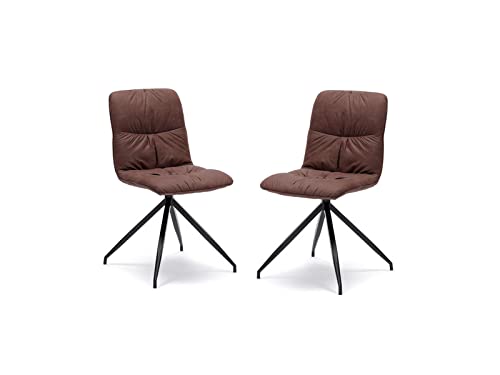 STONES HOME FURNITURE Stones Alba Lot de 2 rembourrées en Microfibre Effet Velours avec Pieds en métal, chaises de Salle à Manger et Bureau, Multi-usages,...