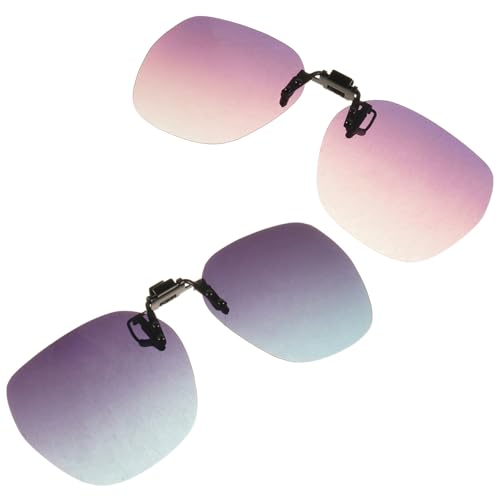 SAFIGLE Gafas de Sol Polarizadas Clip sin Montura 2 Unidades Gris Azul Púrpura Rosa Lentes Antirreflejo para Conducir Protección UV Ideales para Conducción Diurna y Nocturna al Aire