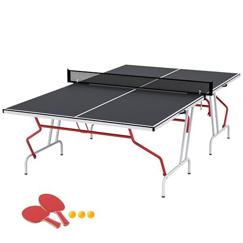 Soozier Full Size Ping Pong Table, Folds into Quarters, Portable