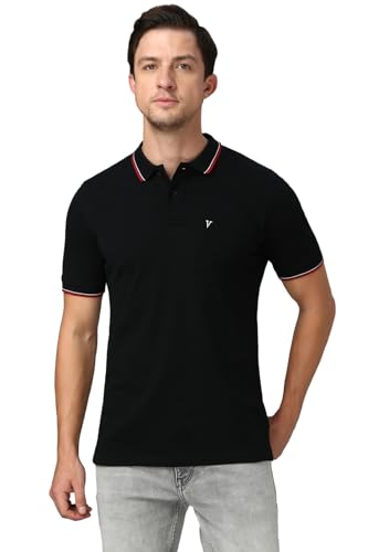 Image of Van Heusen Athleisure Men Solid Cotton Polo T-Shirt with Pocket - Side Slit, Half Sleeve, Regular Fit