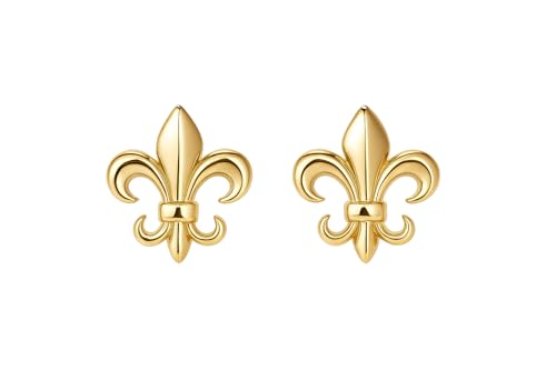 Boucles d'oreilles fleur de lys en plaqué or 3 microns 18 carats pour femme