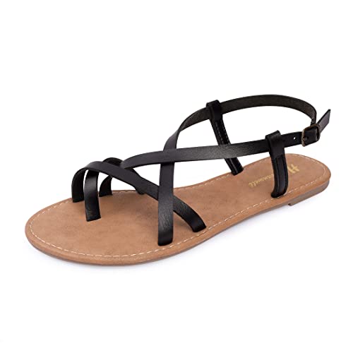 Image of Huayuanwell Women's Gladiator Flat Sandals Fisherman Strappy Sandals Ankle Strap Sandals