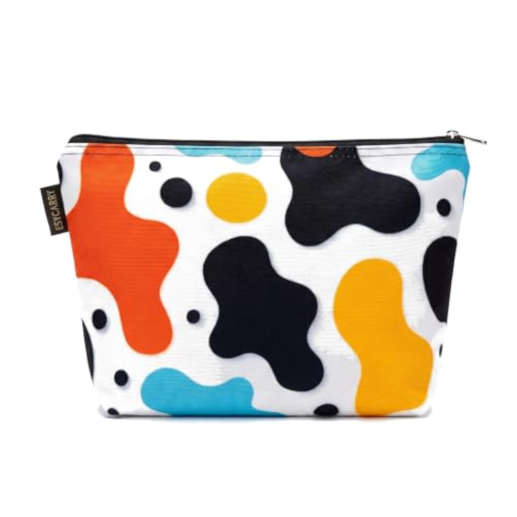White Multicolour Abstract Canvas Multipurpose Pouch