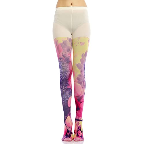 Image of Sahabowi Women Tights, Sheer High Waist Pantyhose, Vintage Control Top Stockings, Siwa opaque print1