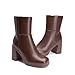 DREAM PAIRS Women's Platform Gogo Ankle Boots Chunky High Heels Square Toe Comfort Party Dress Side Zipper Booties Shoes for Women,Size 8,Brown,SDAB25001W