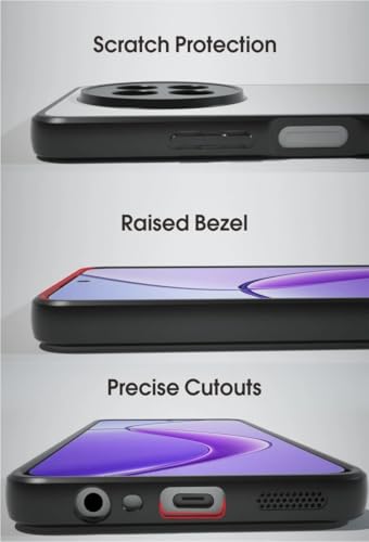 Image of REALCASE Hybrid Armor Back Cover Case for Realme Narzo 70x 5G / N65 / Realme 13 /12 /12X 5G / C65 5G | 360 Protection | Crystal Clear Hard Back Transparent Cover (Clear PC + Black TPU Bumper)