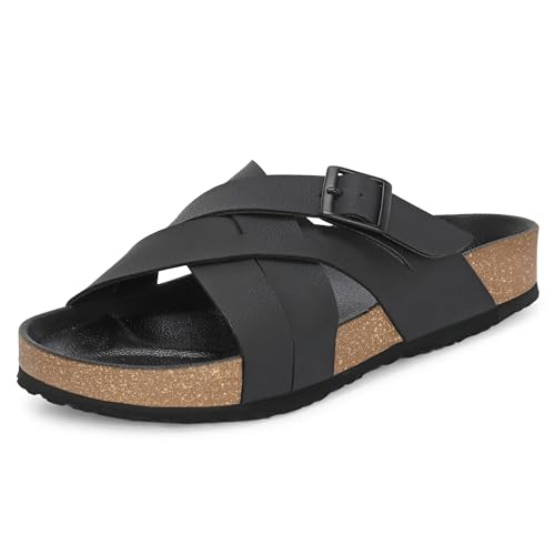 Image of Centrino Mens Cushion Sliders /Slippers|Berkin-Style Slip-On Sandals | Open Toe Design | Soft PU Footbed | Lightweight & Comfortable | Arch Support | On-Grip Sole | Casual Outdoor Wear (6868)
