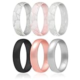 ROQ Silicone Wedding Ring for Women, Thin, Affordable 6mm Metallic Silicone Rubber Wedding Bands, Comfort Fit, Singles & 4 Packs - Rose Gold, Silver, Gold, Platinum, Copper, Bronze, Gunmetal