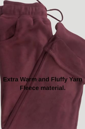 Image of CUPID Women Winter Wear Warm Fluffy Fleece Track Pants,Straight Fit Cozy Cotton Lowers with Drawstring n Pockets,Lounge,Gym,Jogging,Travel