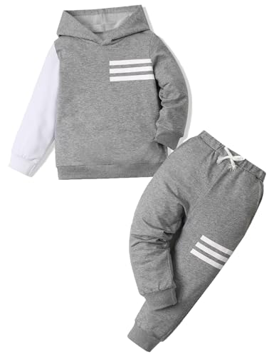 Image of Toddler Boy Clothes Long Sleeve Hoodie Sweatsuits Tops and Pants 2Pcs Boys Fall Winter Outfits Set