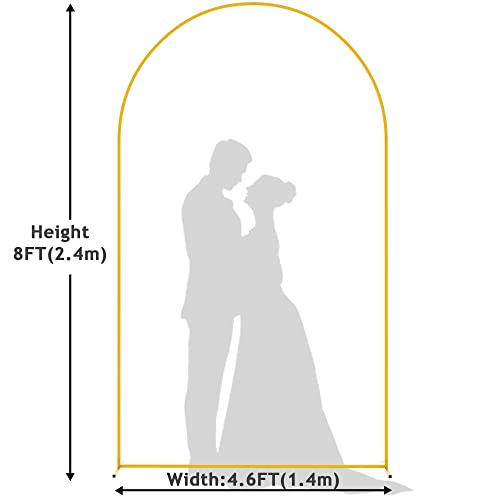 Image of Wokceer 8FT Arch Backdrop Stand Gold Metal Wedding Arch Backdrop Stand | Metal Backdrop Arch Stand Balloon Arch for Wedding Ceremony Birthday Party Bridal Baby Shower Photo Booth Backgound Decor