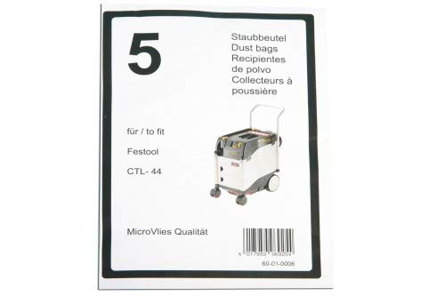 5 high-quality filter bags suitable for Festool CTL 44 in micro-fleece quality. High dust class