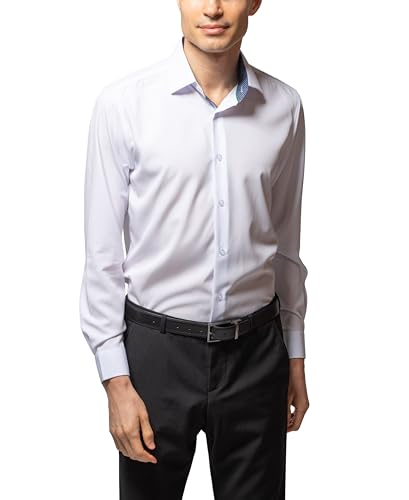 Men Slim Fit Performance Long Sleeve Solid Dress Shirt2