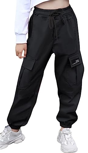 Image of Cromoncent Girls&Womens Cargo Pants Elastic Waist Lightweight Outdoor Jogger Pants, 6 Years - XX-Large