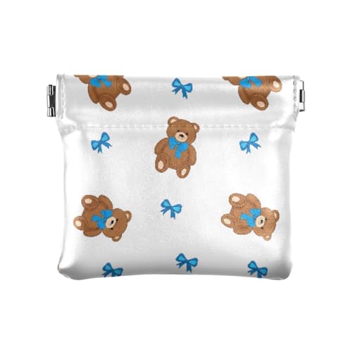 Cute Brown Bears Coin Purse Leather Pouch Change Purse, Squeeze Coin Pouch for Cards, Keys & Lipsticks, Unisex - Main Image